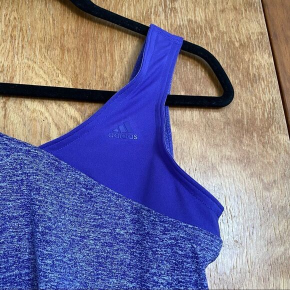 🍄 Adidas Purple One Shoulder Tank Workout Tee - Picture 7 of 10